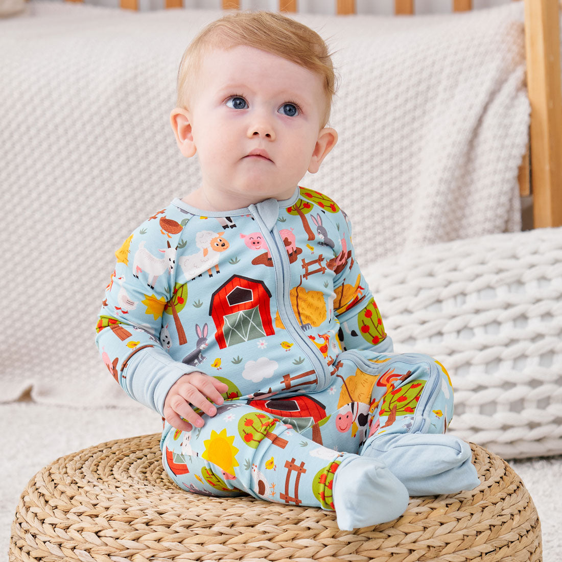 Zip Romper Pajamas Blue Farm