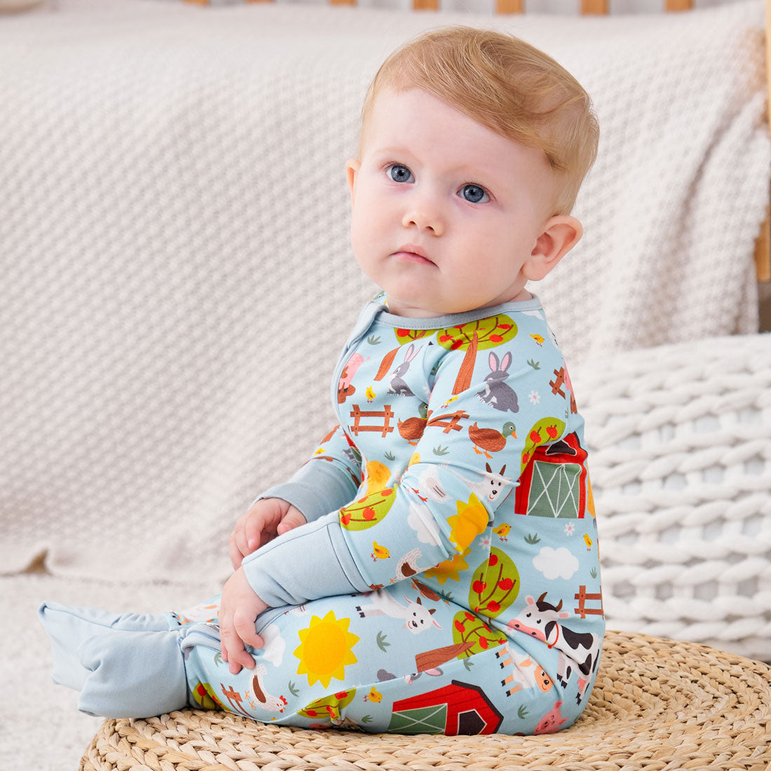 Zip Romper Pajamas Blue Farm