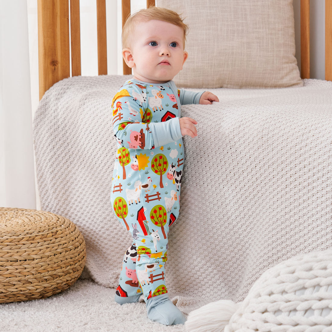 Zip Romper Pajamas Blue Farm