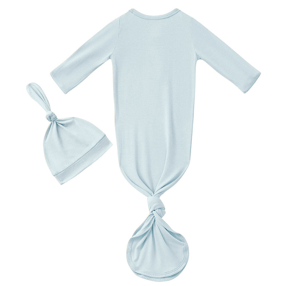 Bamboo Newborn Baby Knotted Gown and Hat Set Blue