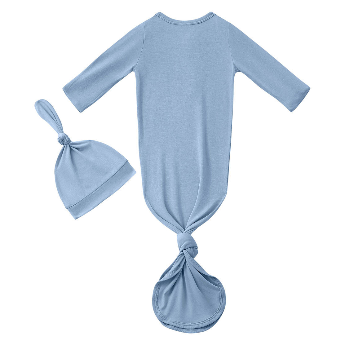 Bamboo Newborn Baby Knotted Gown and Hat Set Dusty Blue