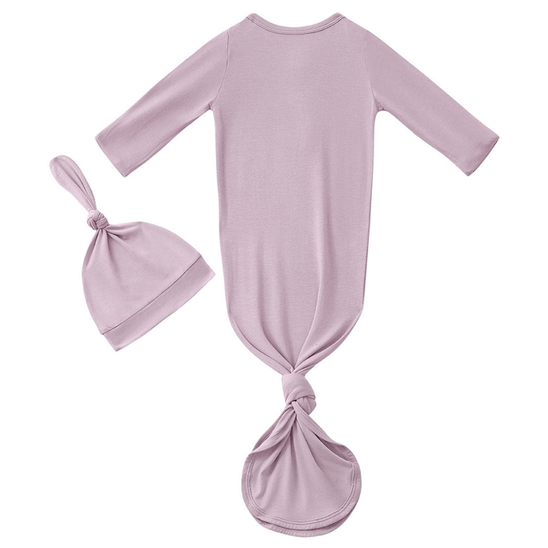 Bamboo Newborn Baby Knotted Gown and Hat Set Dusty Purple