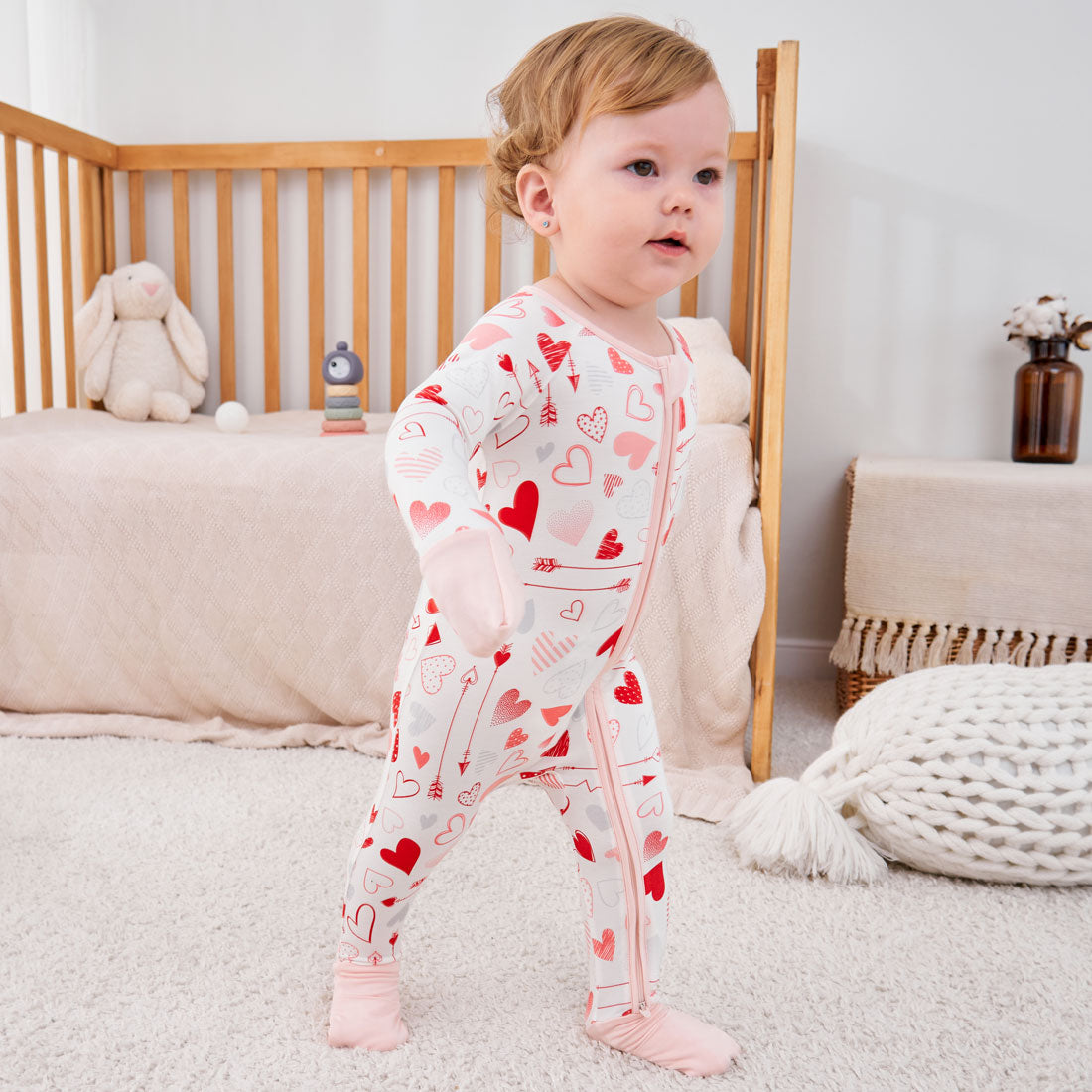 Zip Romper Pajamas Heart