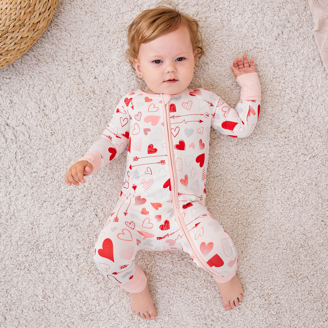 Zip Romper Pajamas Heart