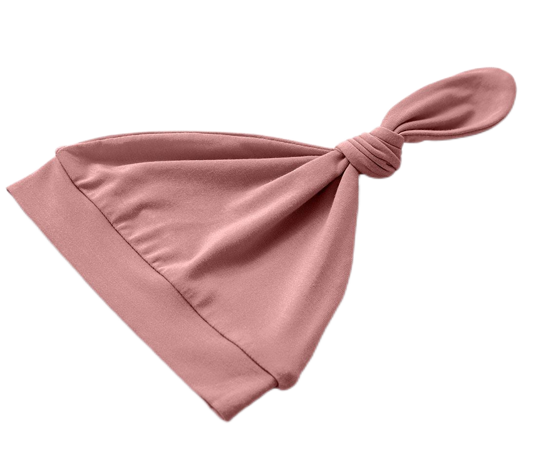 Bamboo Newborn Baby Knotted Gown and Hat Set Mauve