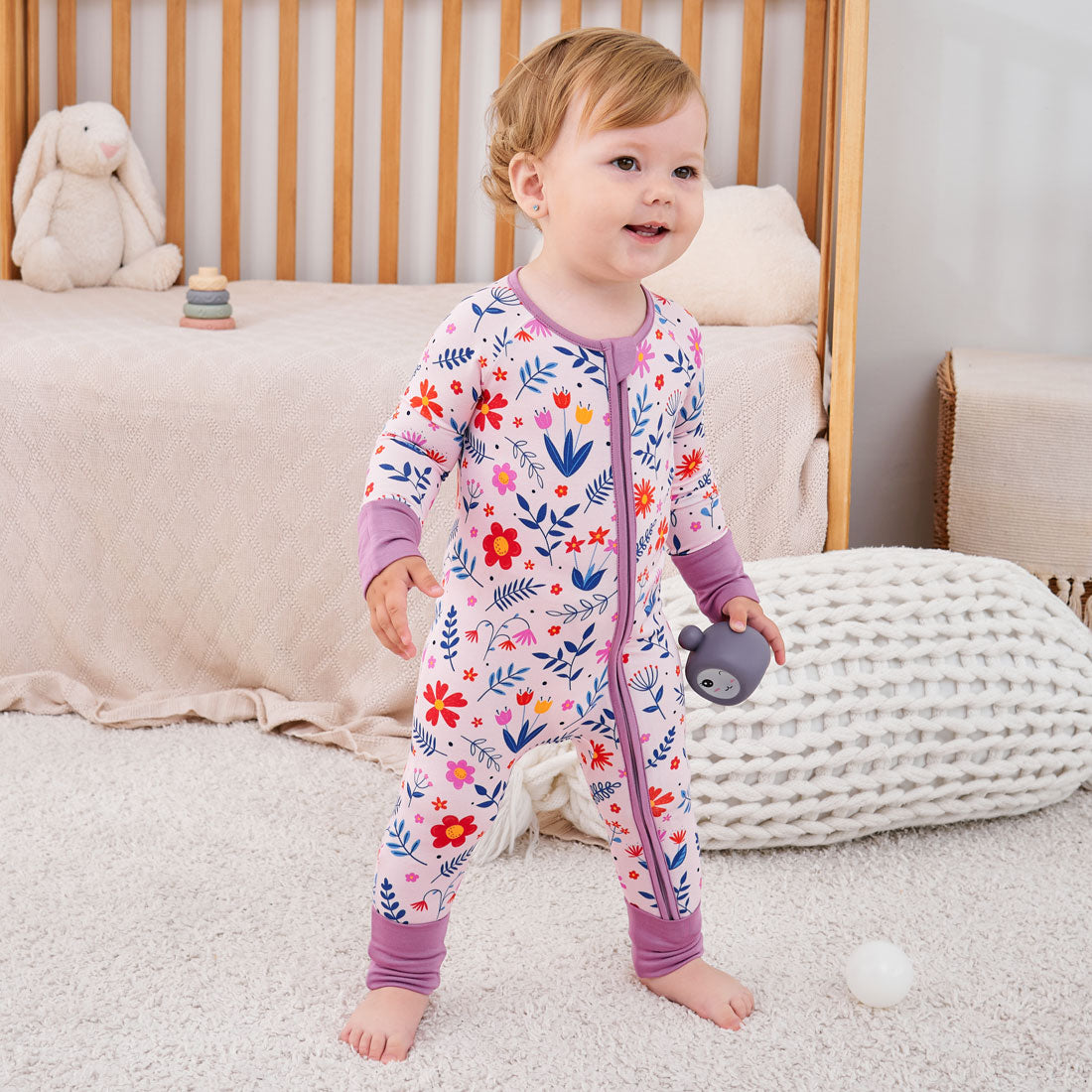 Zip Romper Pajamas Flower