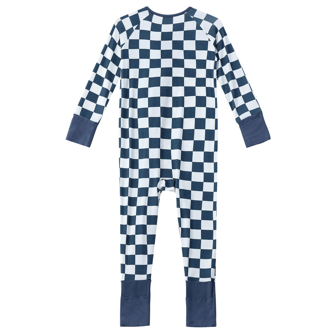 Zip Romper Pajamas Slate Grey Checkerboard
