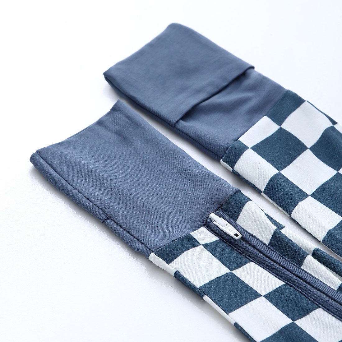 Zip Romper Pajamas Slate Grey Checkerboard