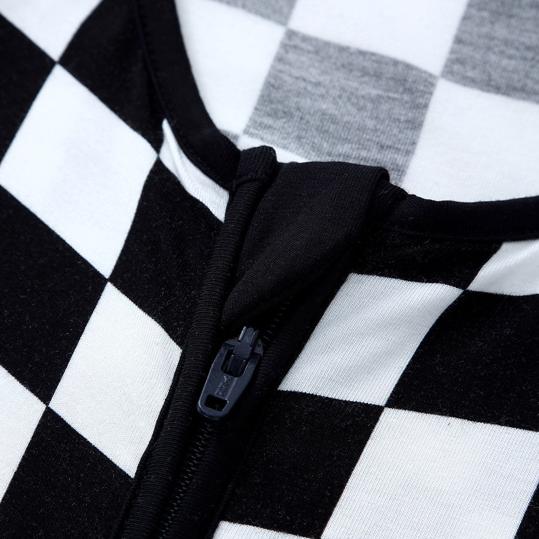 Zip Romper Pajamas Black Checkerboard