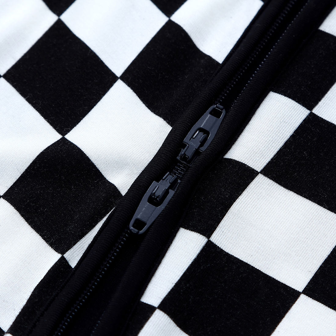 Zip Romper Pajamas Black Checkerboard