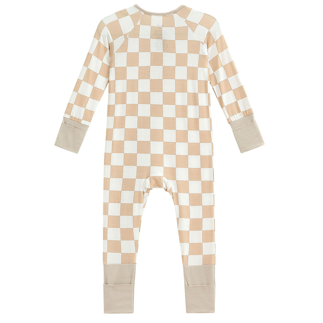 Zip Romper Pajamas Beige Checkerboard