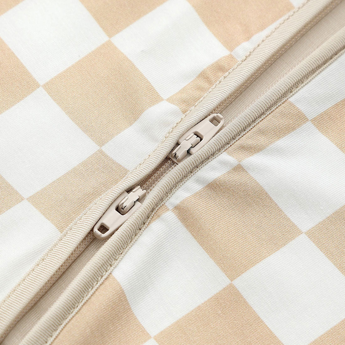 Zip Romper Pajamas Beige Checkerboard