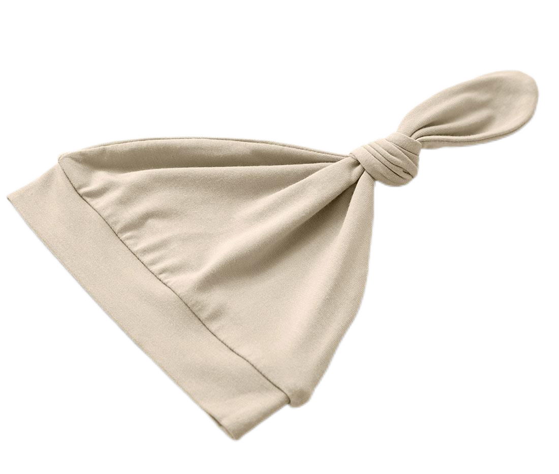 Bamboo Newborn Baby Knotted Gown and Hat Set Beige
