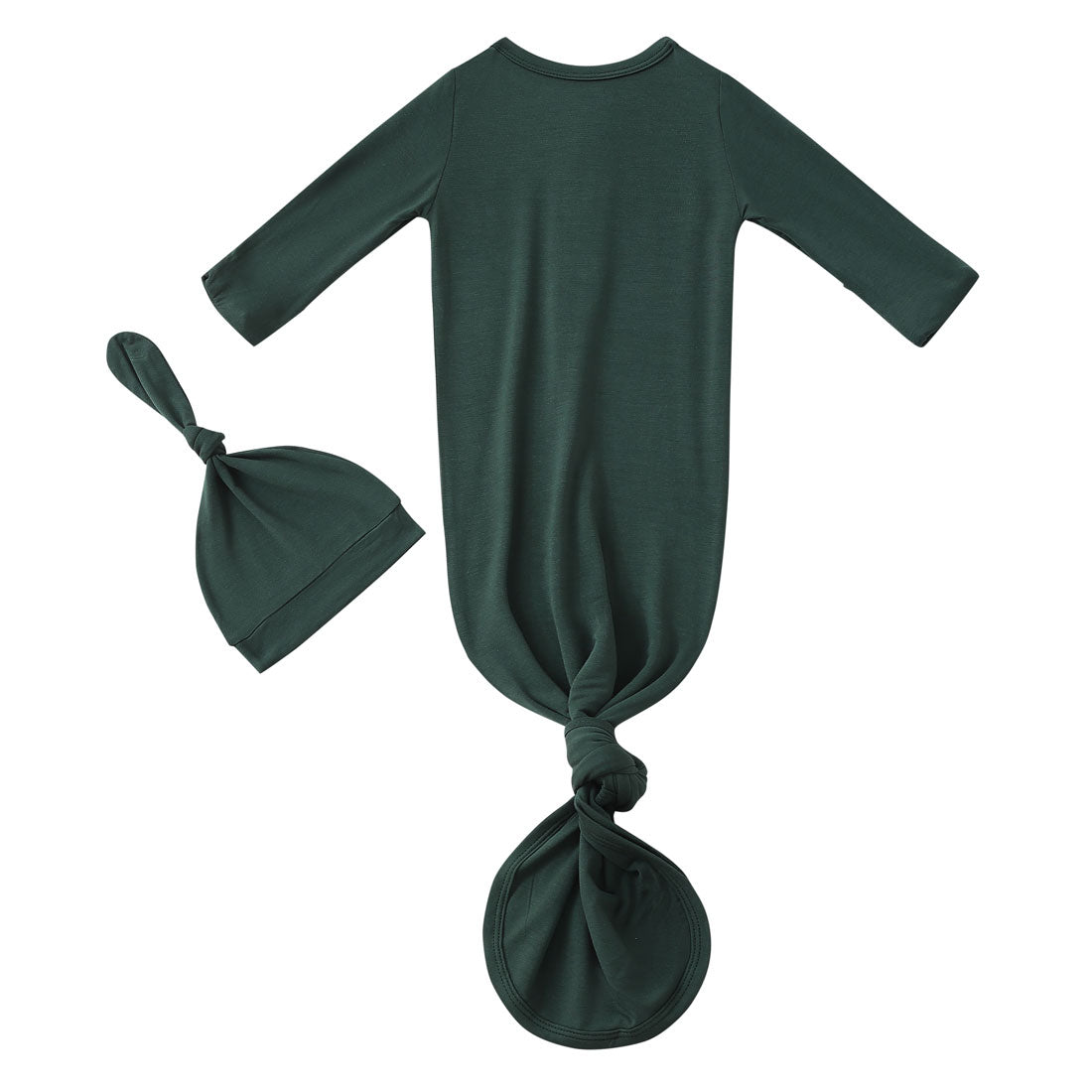 Bamboo Newborn Baby Knotted Gown and Hat Set Deep Green
