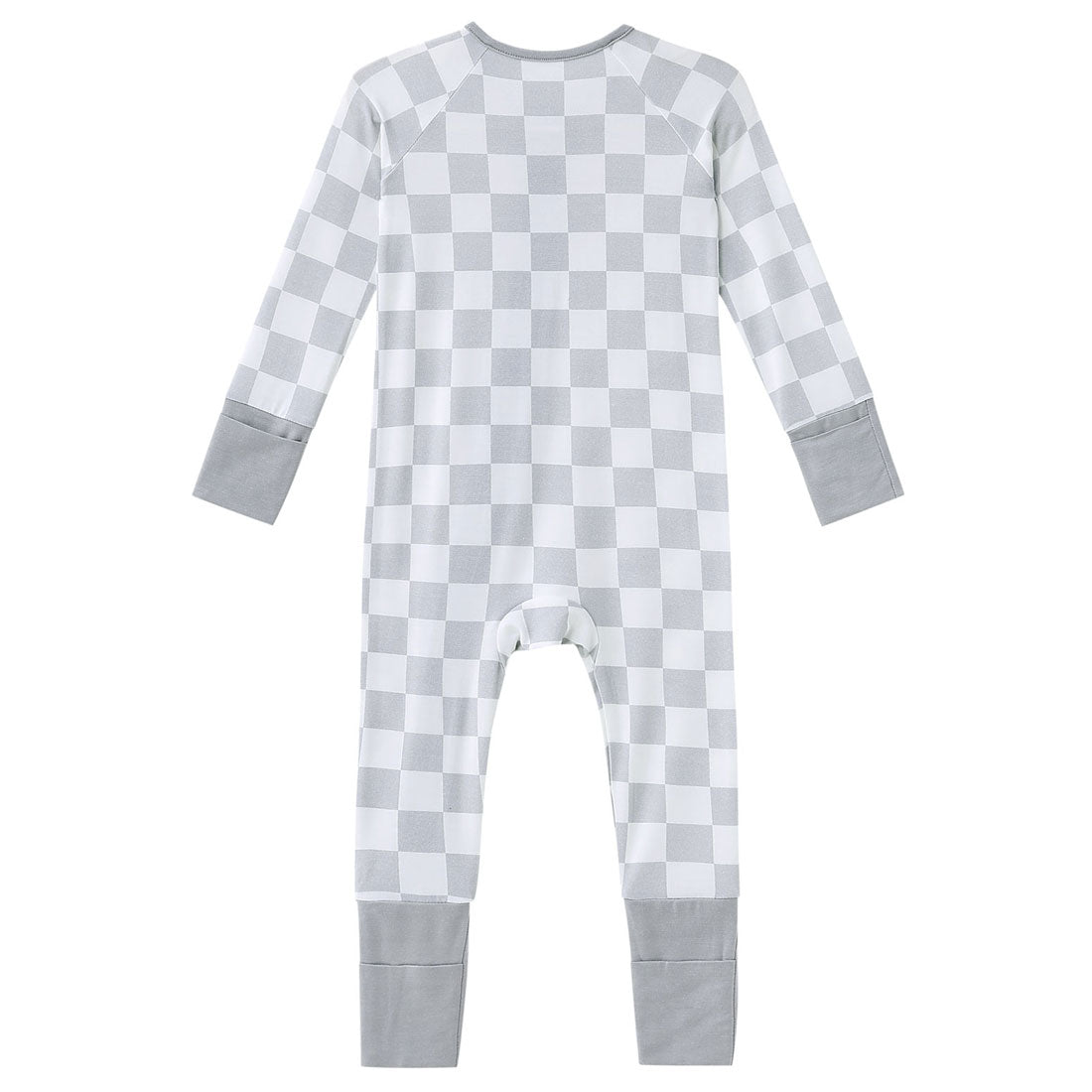 Zip Romper Pajamas Grey Checkerboard