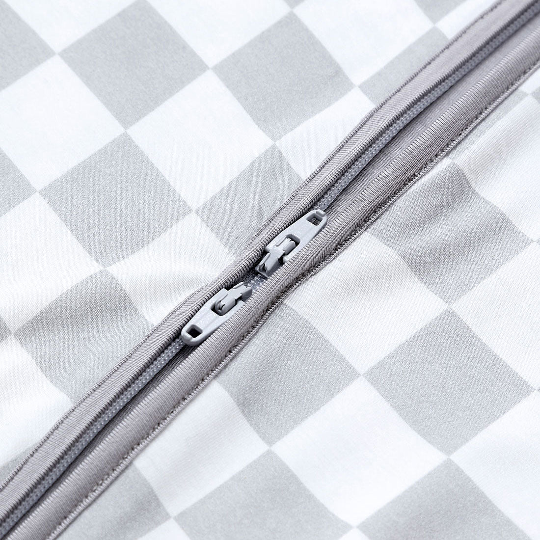 Zip Romper Pajamas Grey Checkerboard