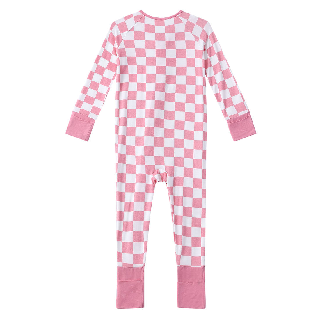 Zip Romper Pajamas Pink Checkerboard