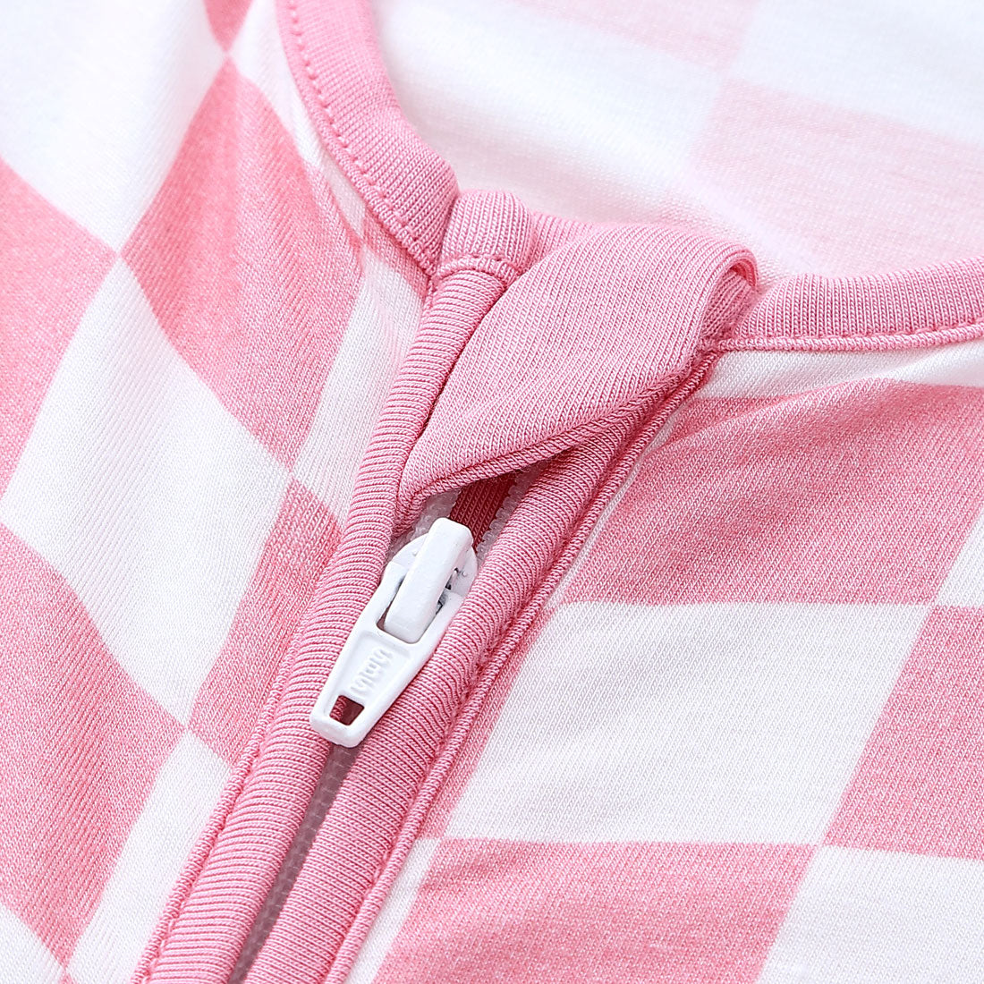 Zip Romper Pajamas Pink Checkerboard
