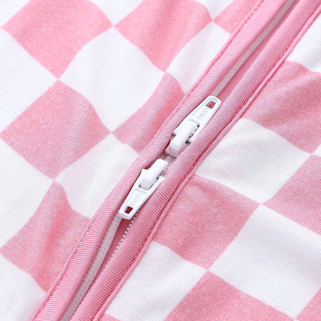 Zip Romper Pajamas Pink Checkerboard