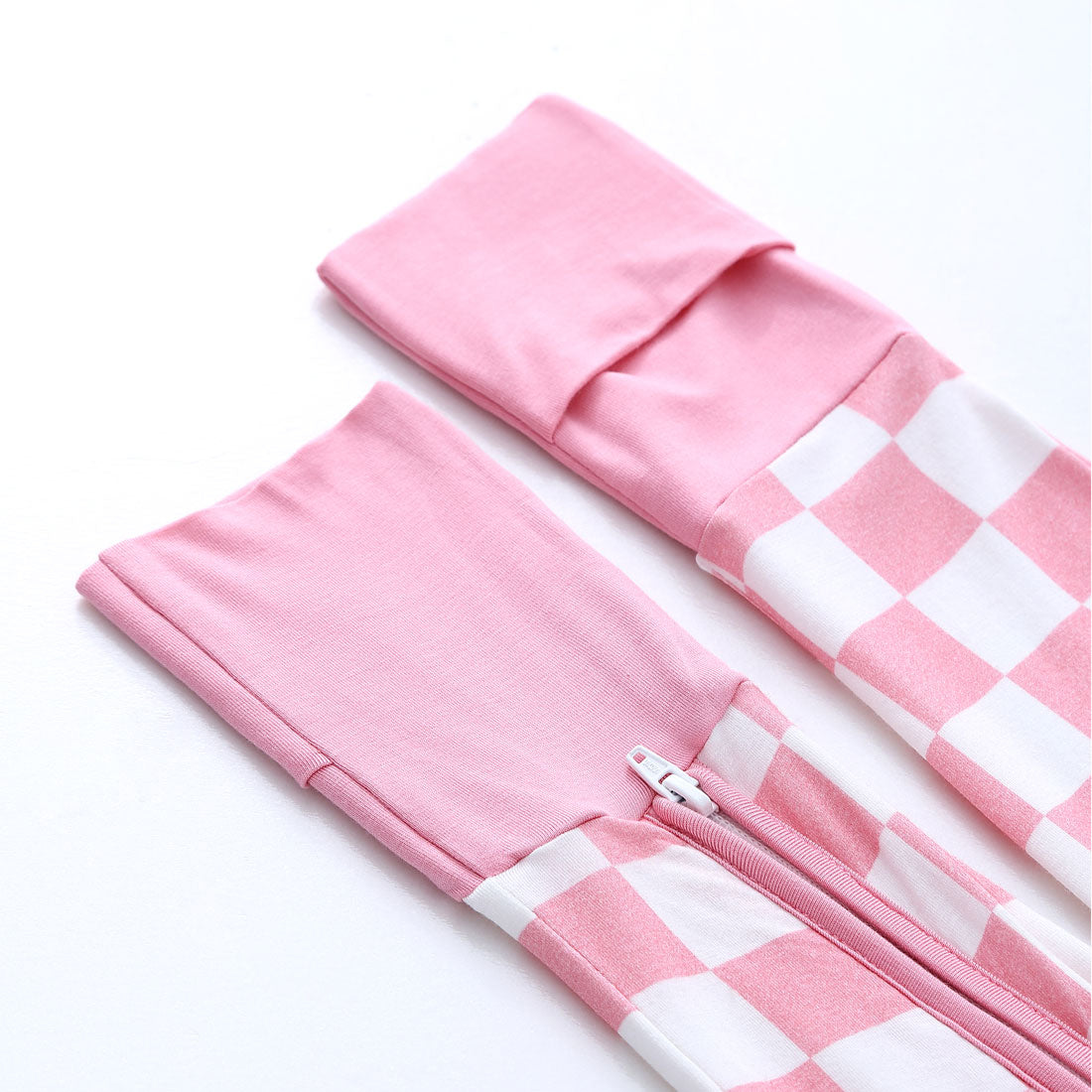 Zip Romper Pajamas Pink Checkerboard