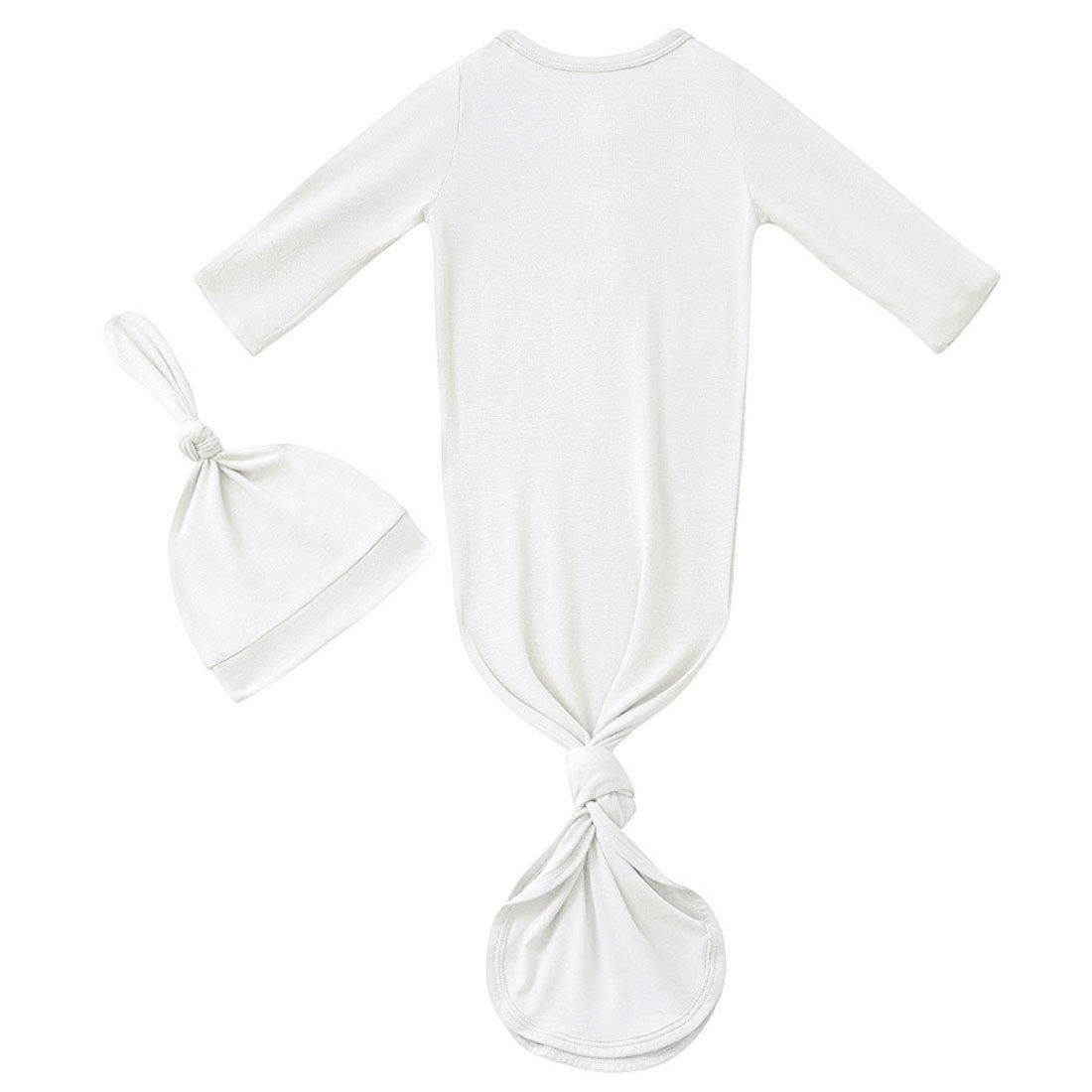 Bamboo Newborn Baby Knotted Gown and Hat Set White